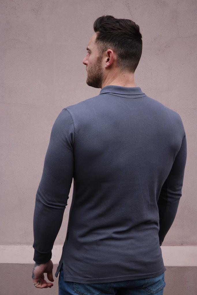 Long Sleeve Dark Grey Vittorini Fit Polo Shirt