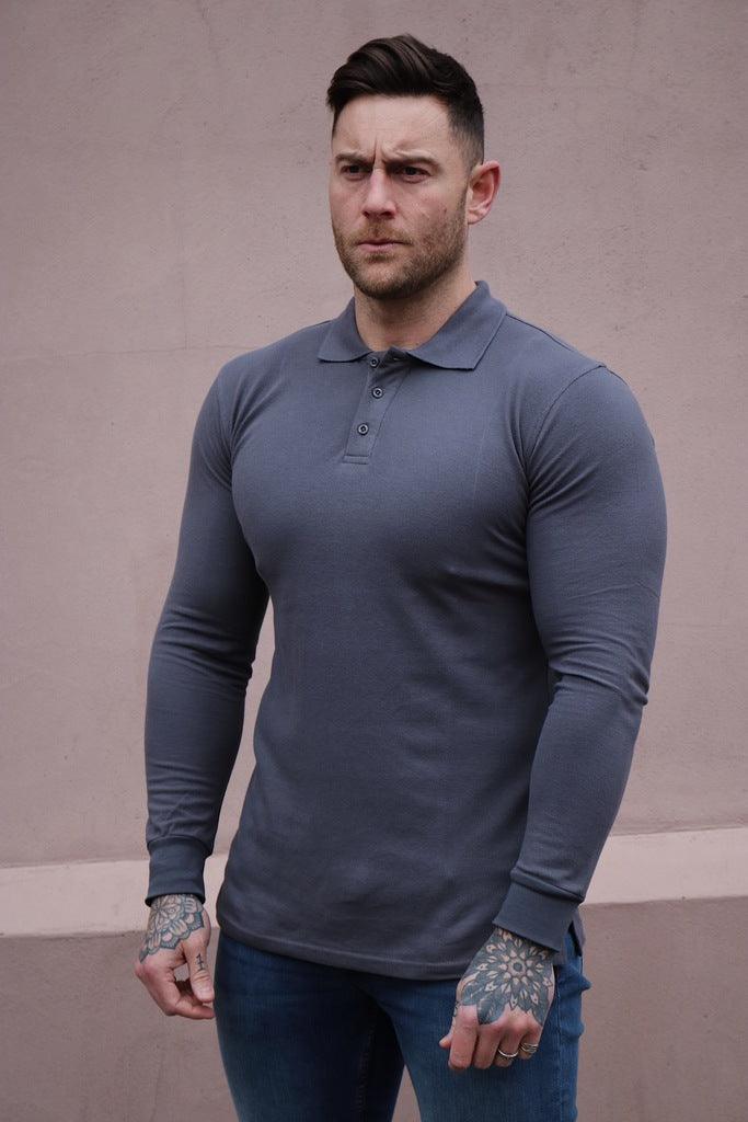 Long Sleeve Dark Grey Vittorini Fit Polo Shirt