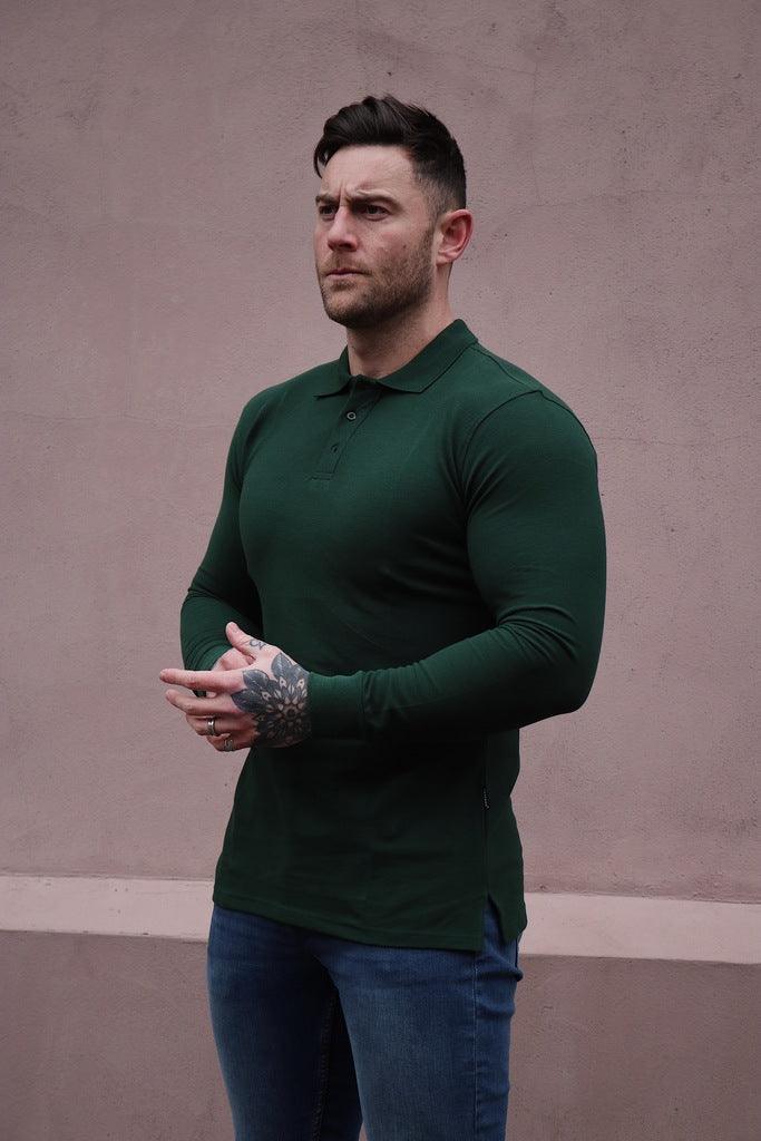 Long Sleeve Green Vittorini Fit Polo Shirt