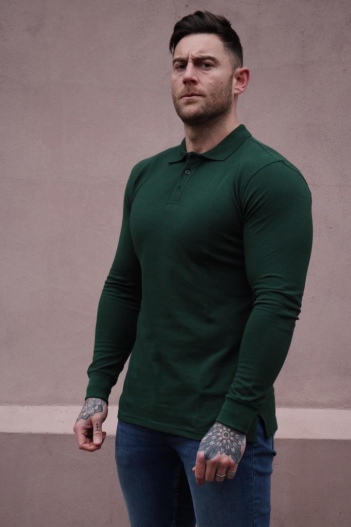 Long Sleeve Green Vittorini Fit Polo Shirt