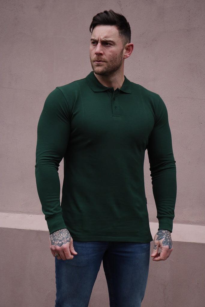 Long Sleeve Green Vittorini Fit Polo Shirt