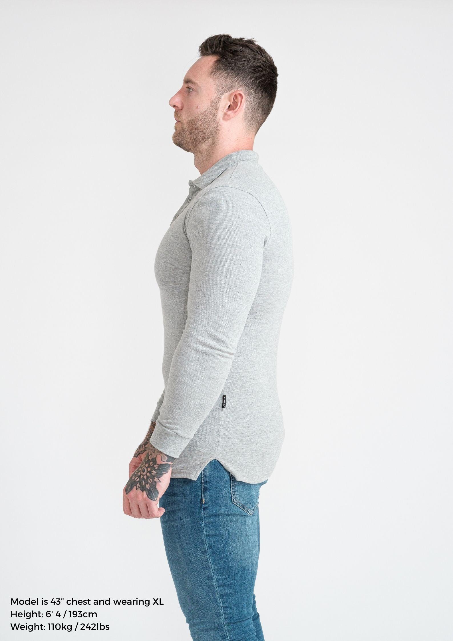 Long Sleeve Grey Vittorini Fit Polo Shirt