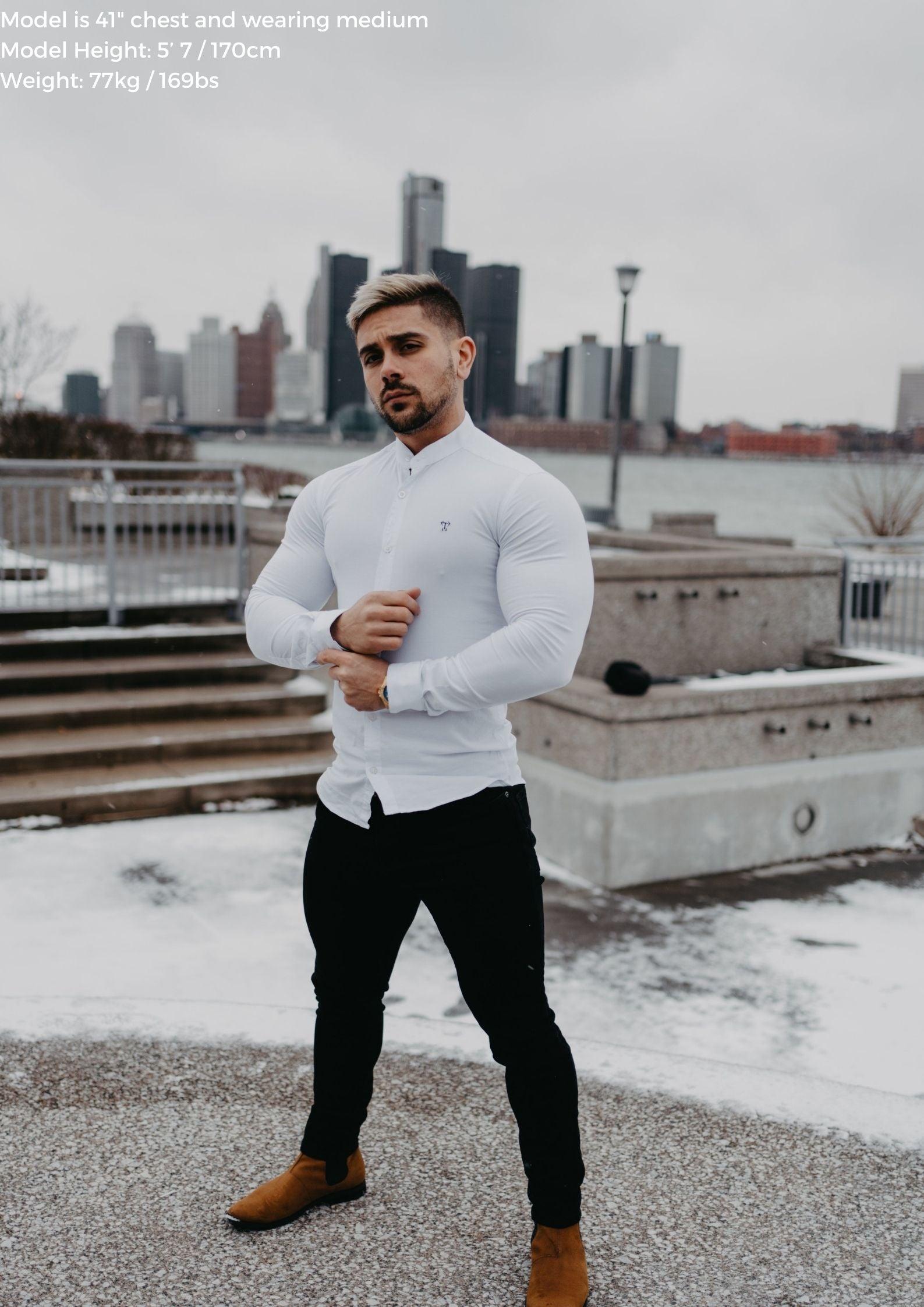 Grandad Collar White Vittorini Fit Shirt