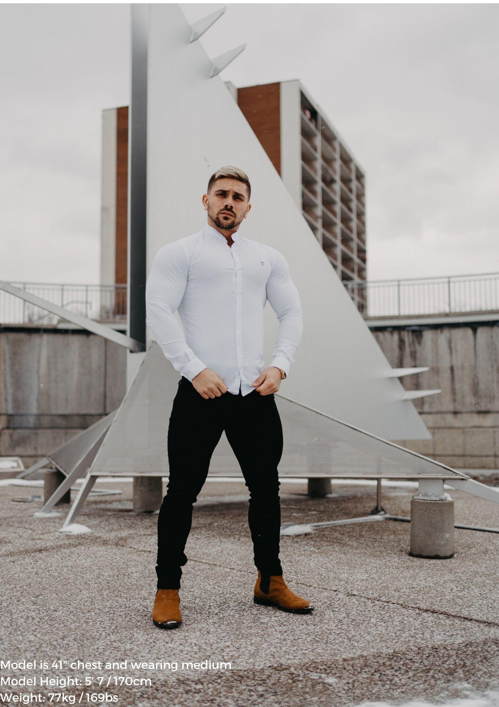 Grandad Collar White Vittorini Fit Shirt