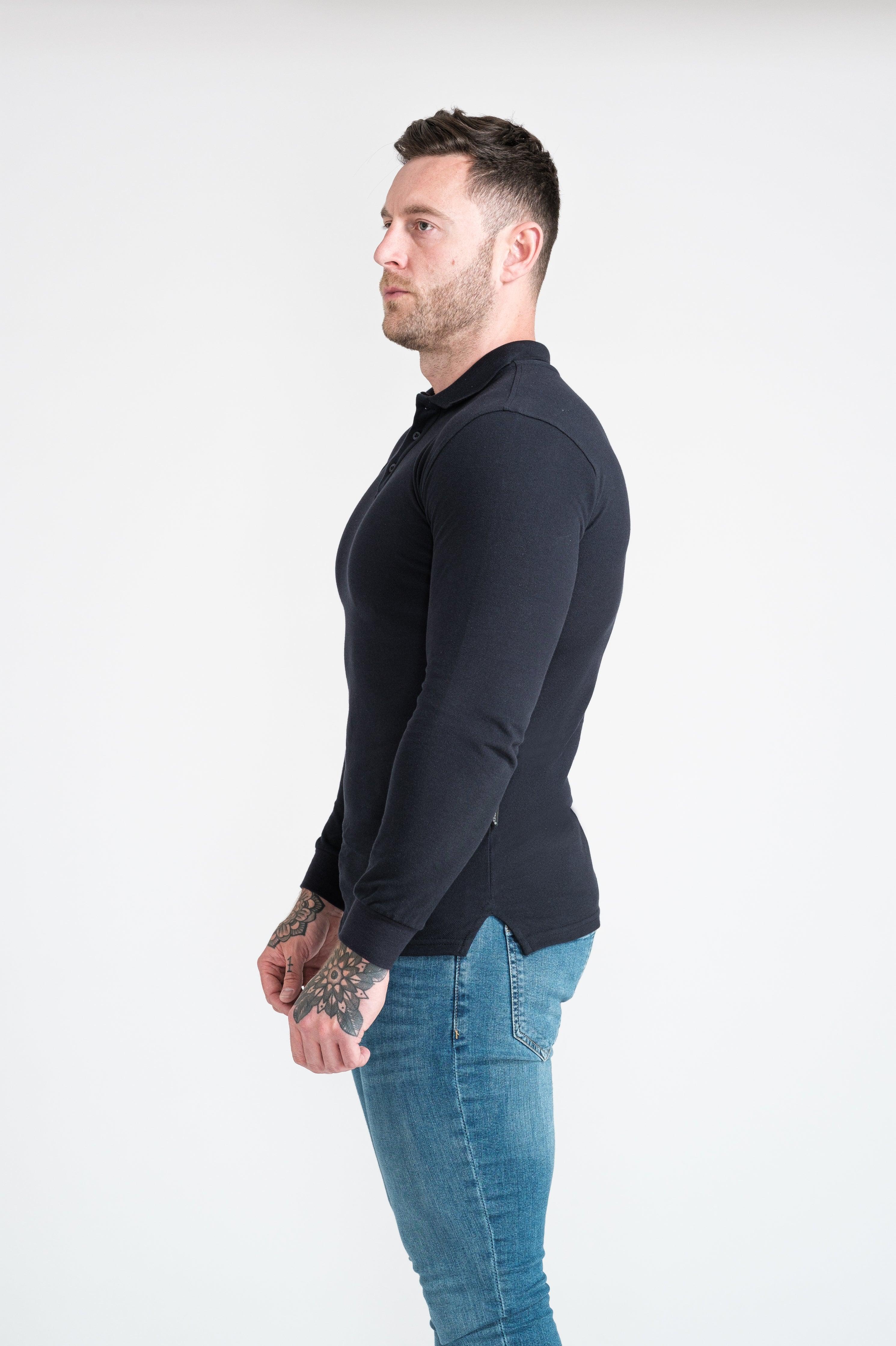 Long Sleeve Navy Vittorini Fit Polo Shirt