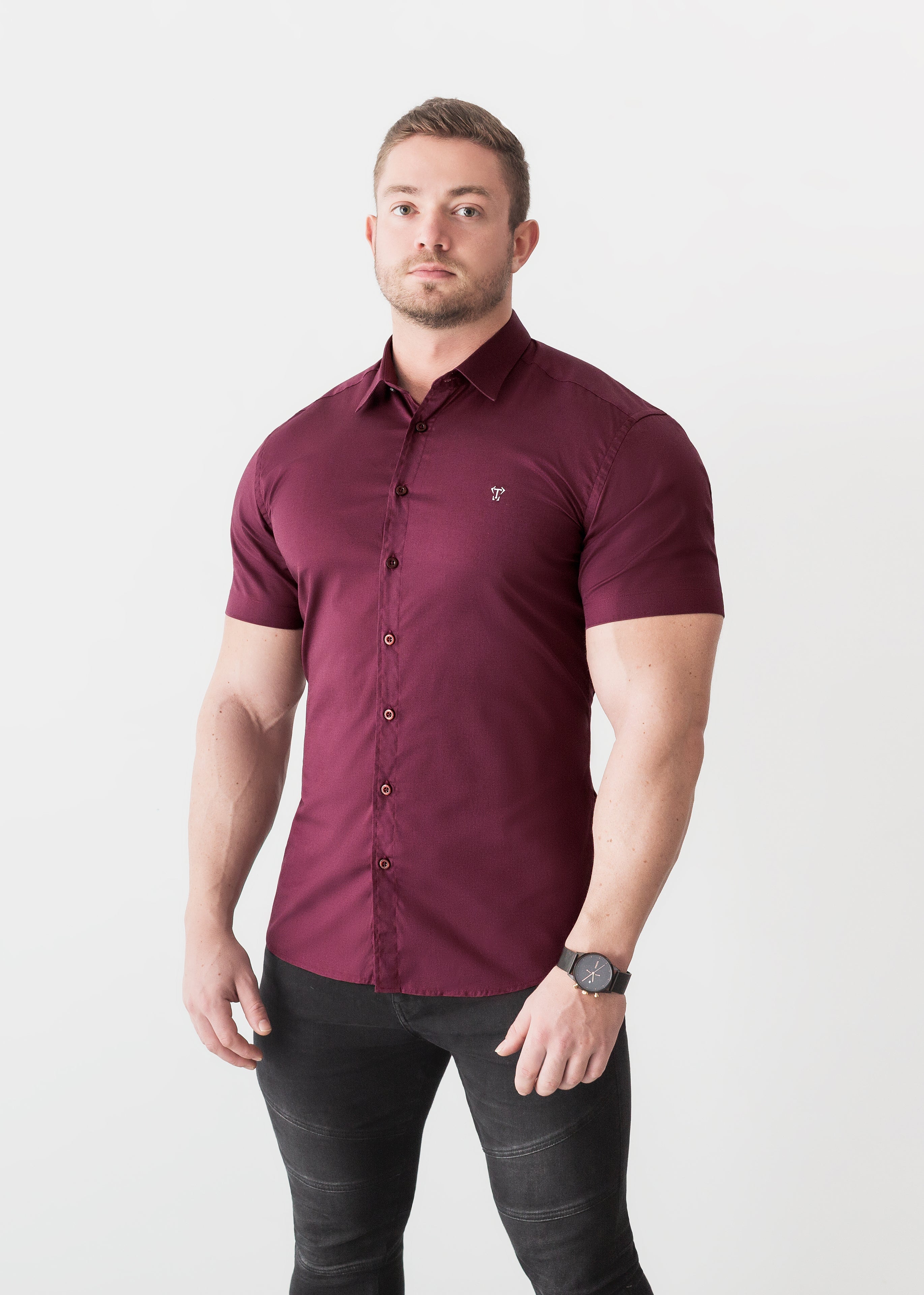 Burgundy Short Sleeve Vittorini Fit Shirt