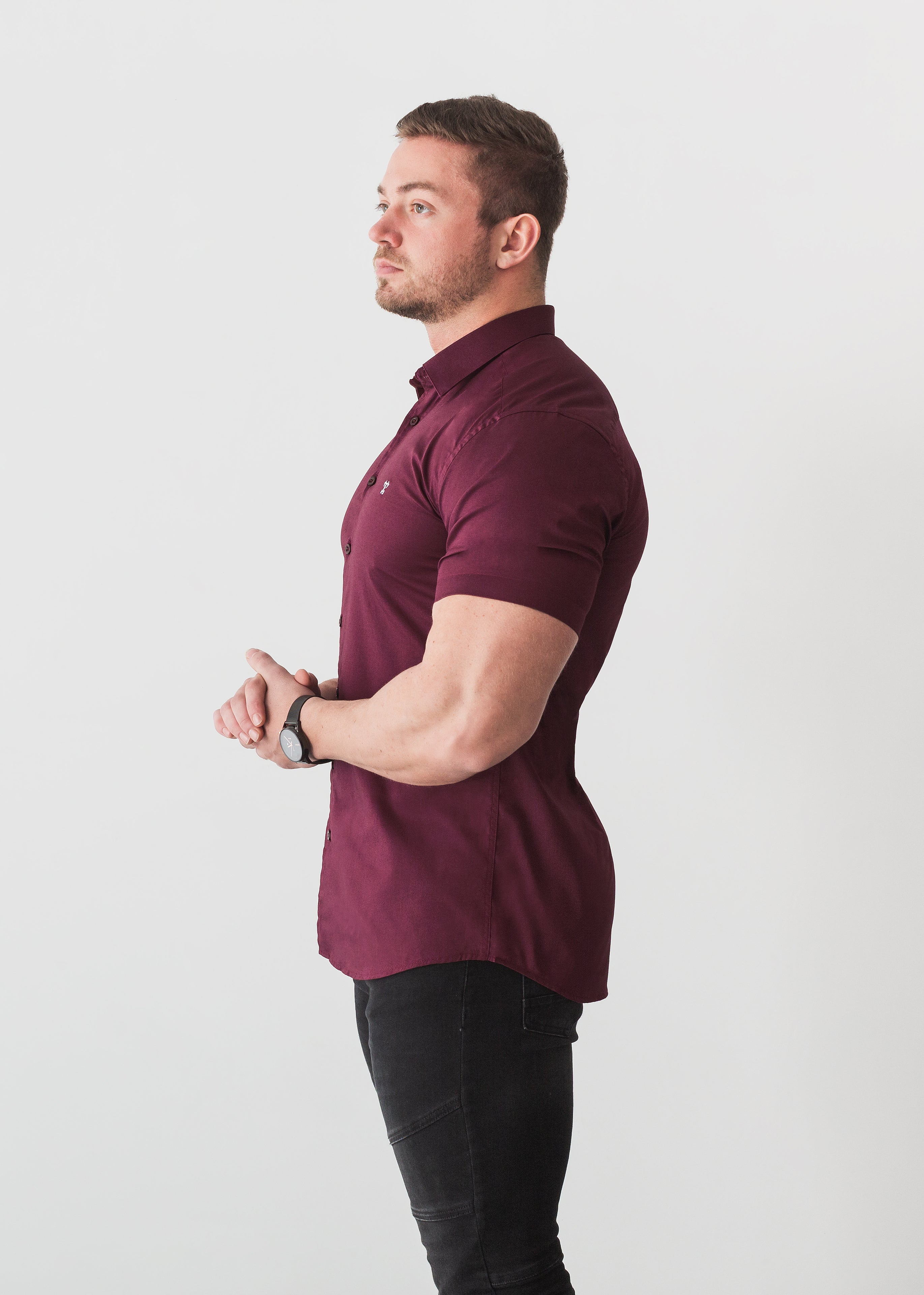 Burgundy Short Sleeve Vittorini Fit Shirt