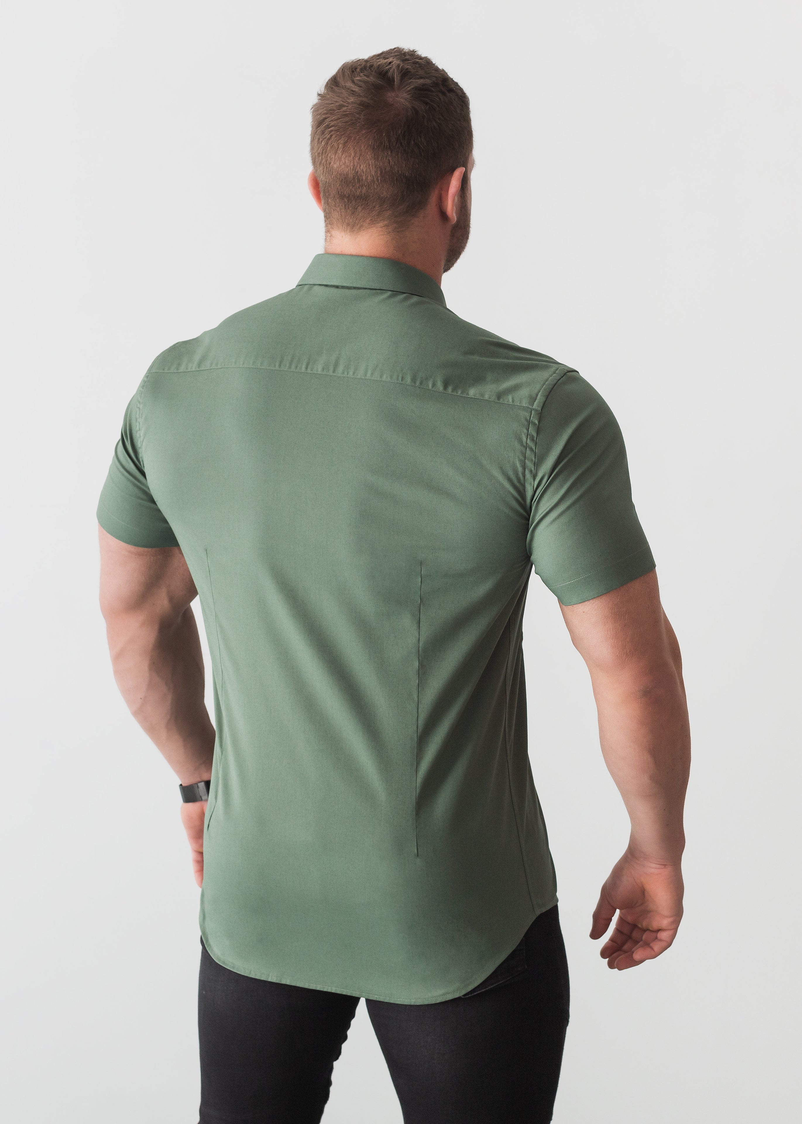 Olive Short Sleeve Vittorini Fit Shirt
