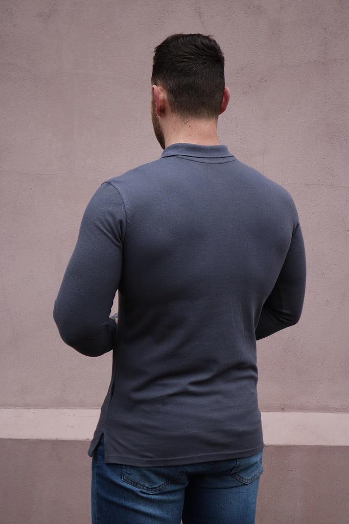 Long Sleeve Dark Grey Vittorini Fit Polo Shirt