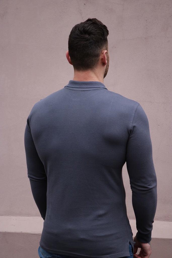 Long Sleeve Dark Grey Vittorini Fit Polo Shirt
