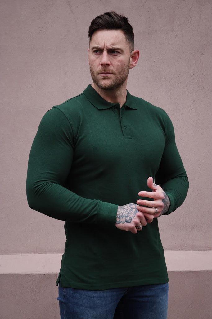 Long Sleeve Green Vittorini Fit Polo Shirt