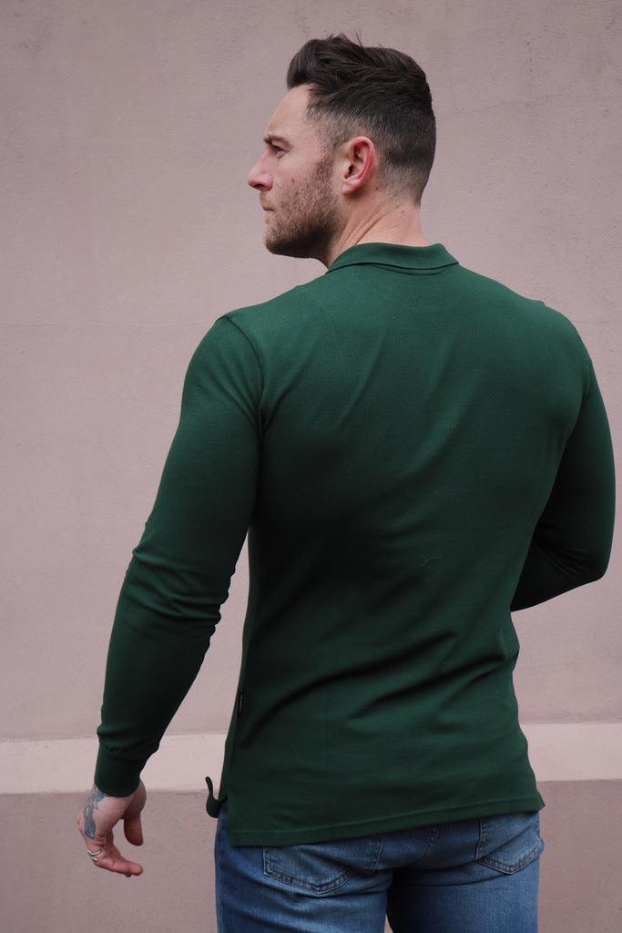 Long Sleeve Green Vittorini Fit Polo Shirt