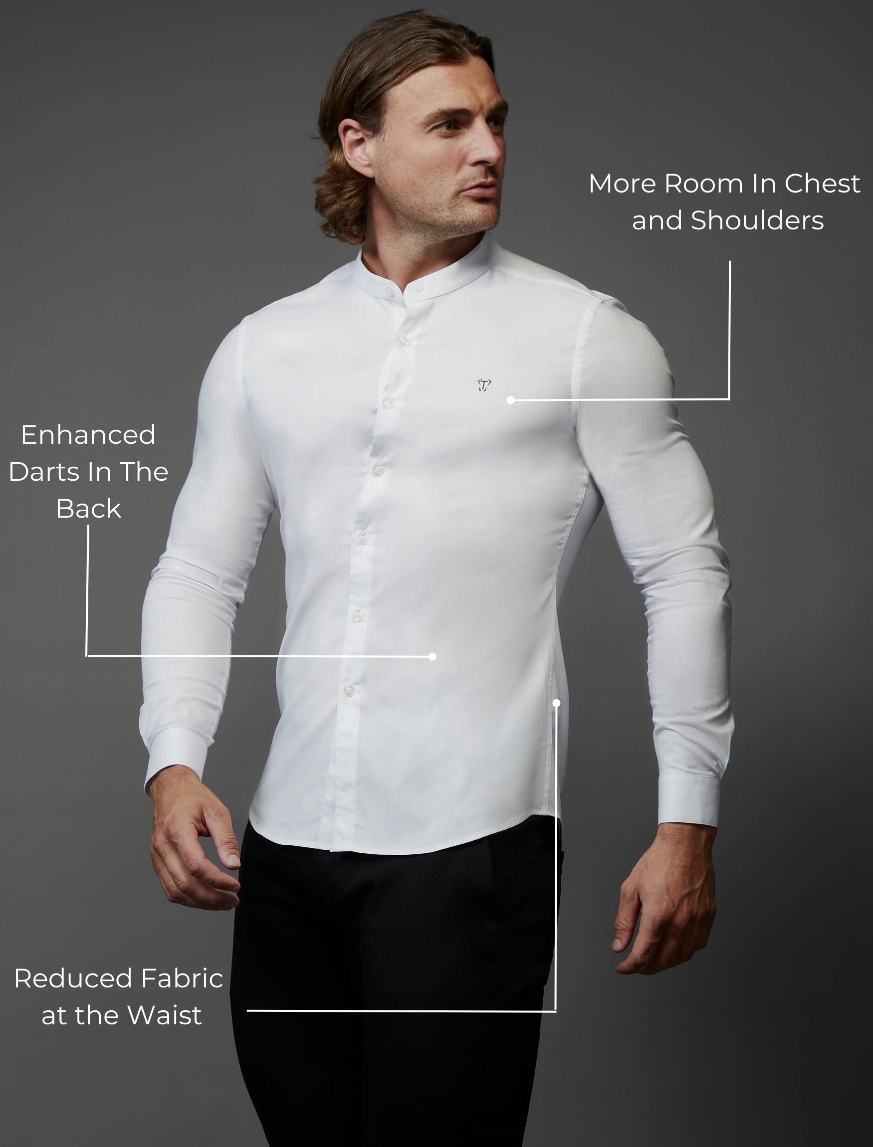 Grandad Collar White Vittorini Fit Shirt