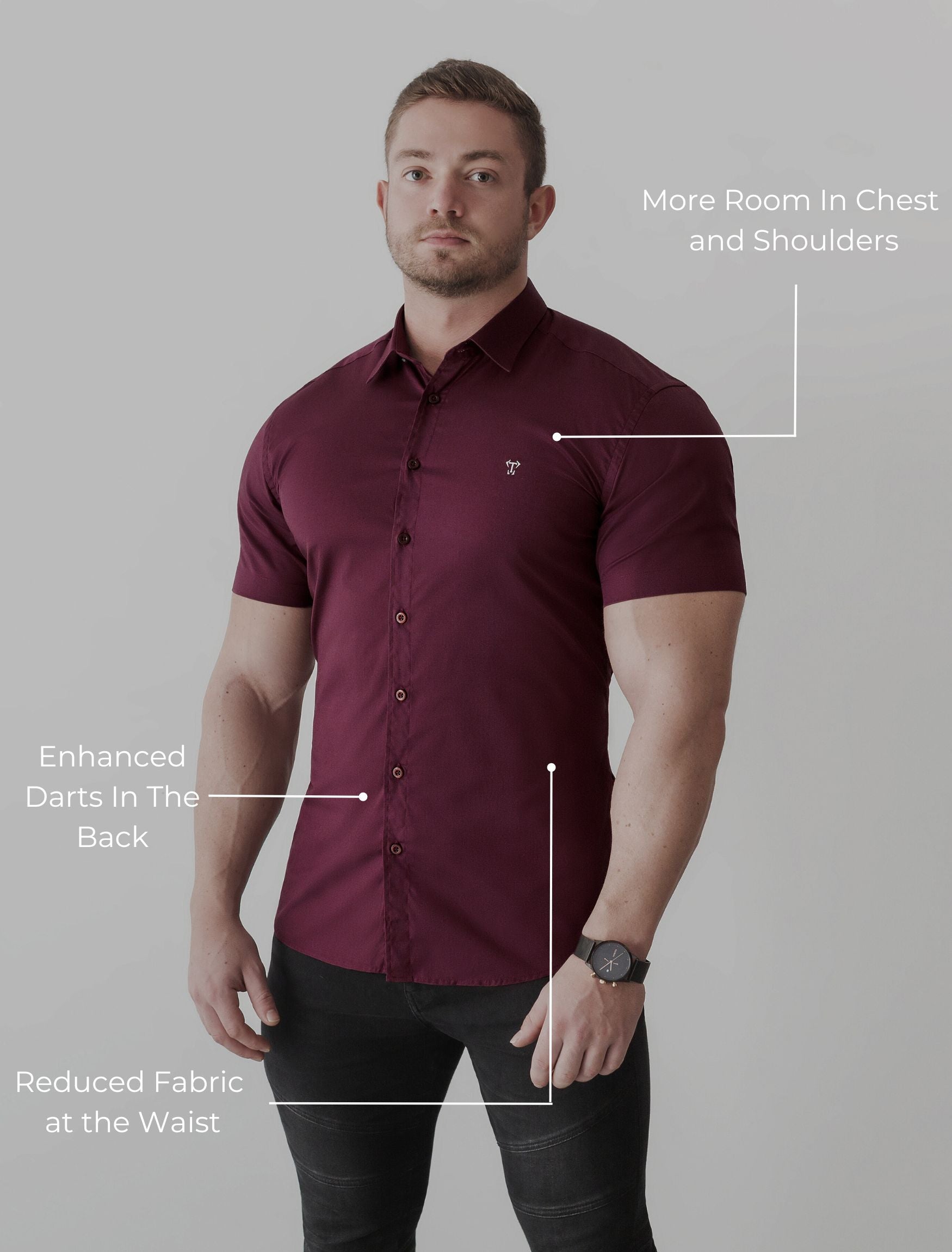 Burgundy Short Sleeve Vittorini Fit Shirt