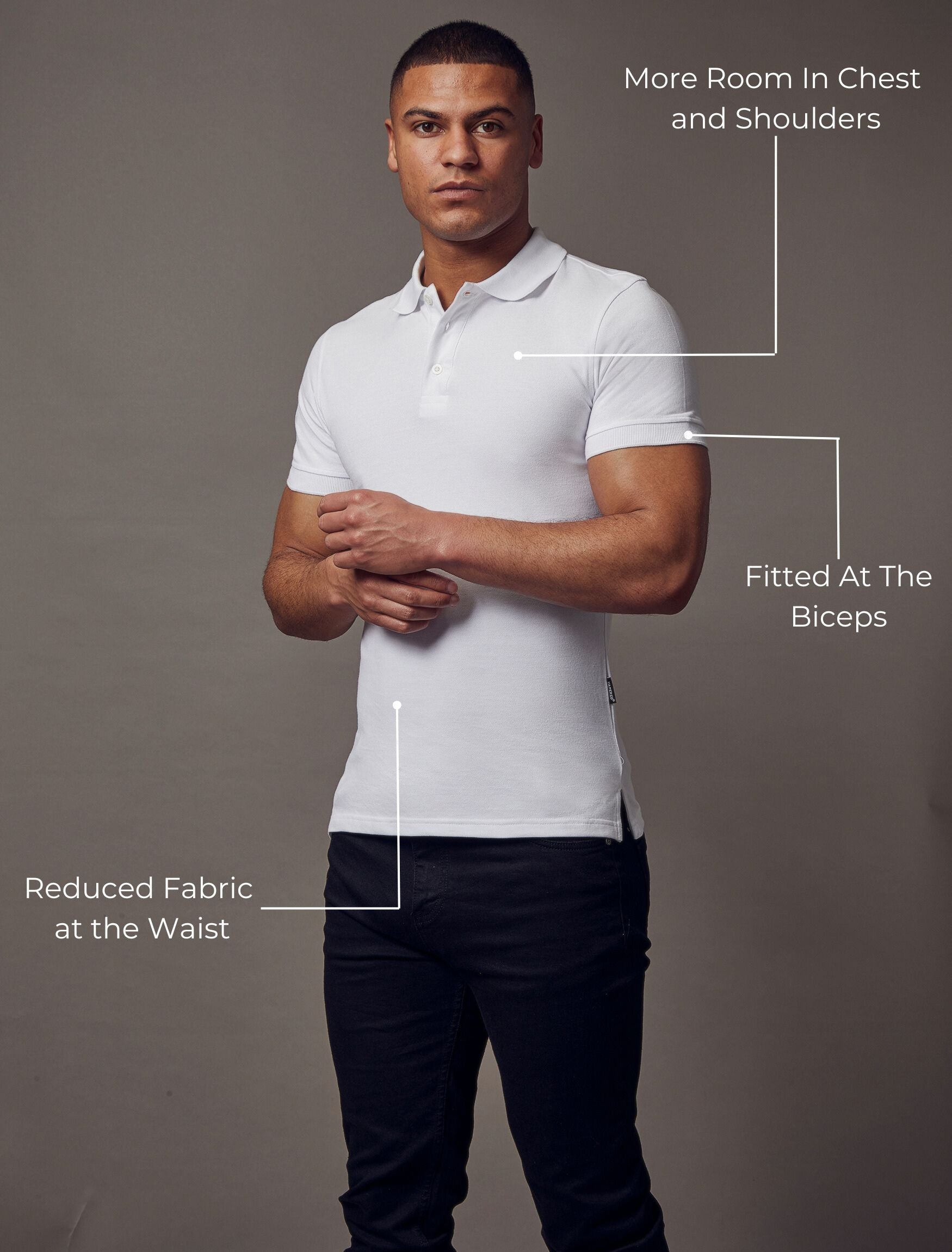 Short Sleeve White Vittorini Fit Polo Shirt