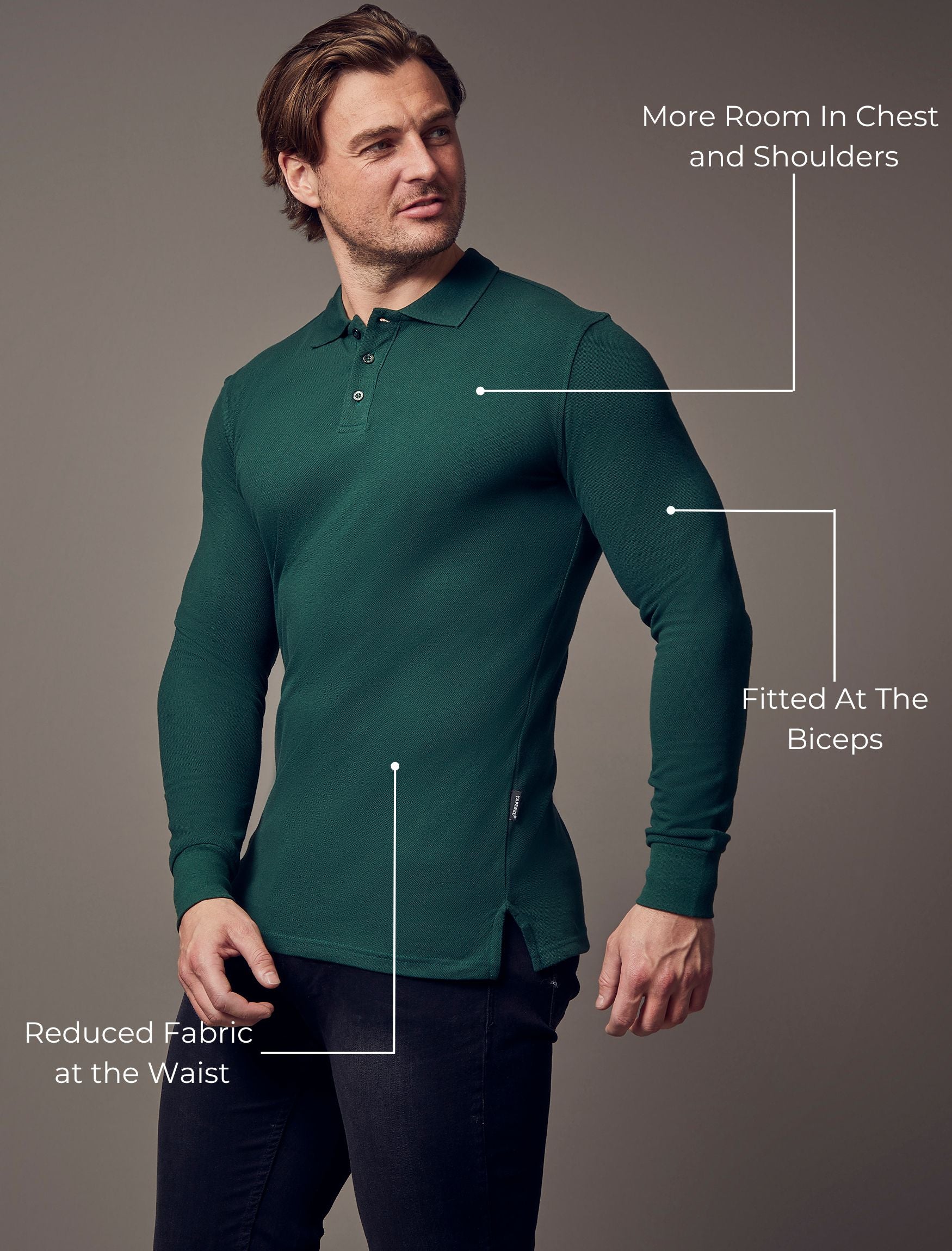 Long Sleeve Green Vittorini Fit Polo Shirt