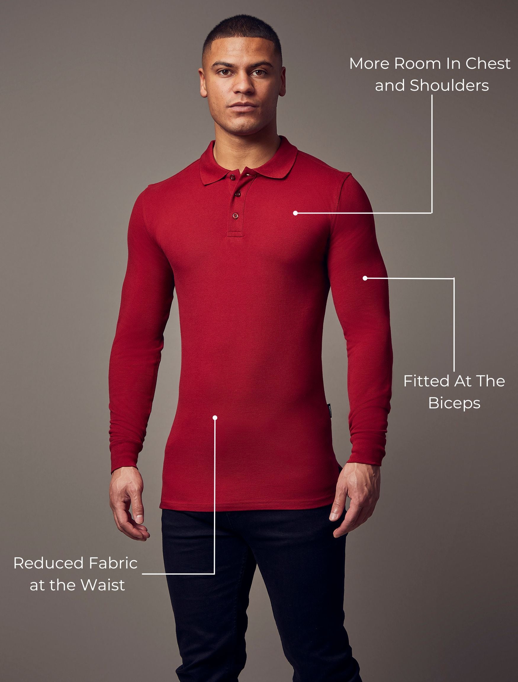 Long Sleeve Burgundy Vittorini Fit Polo Shirt