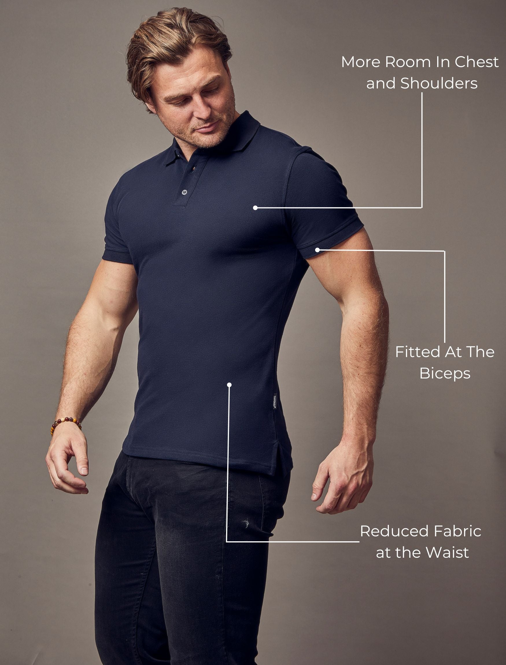Short Sleeve Navy Vittorini Fit Polo Shirt