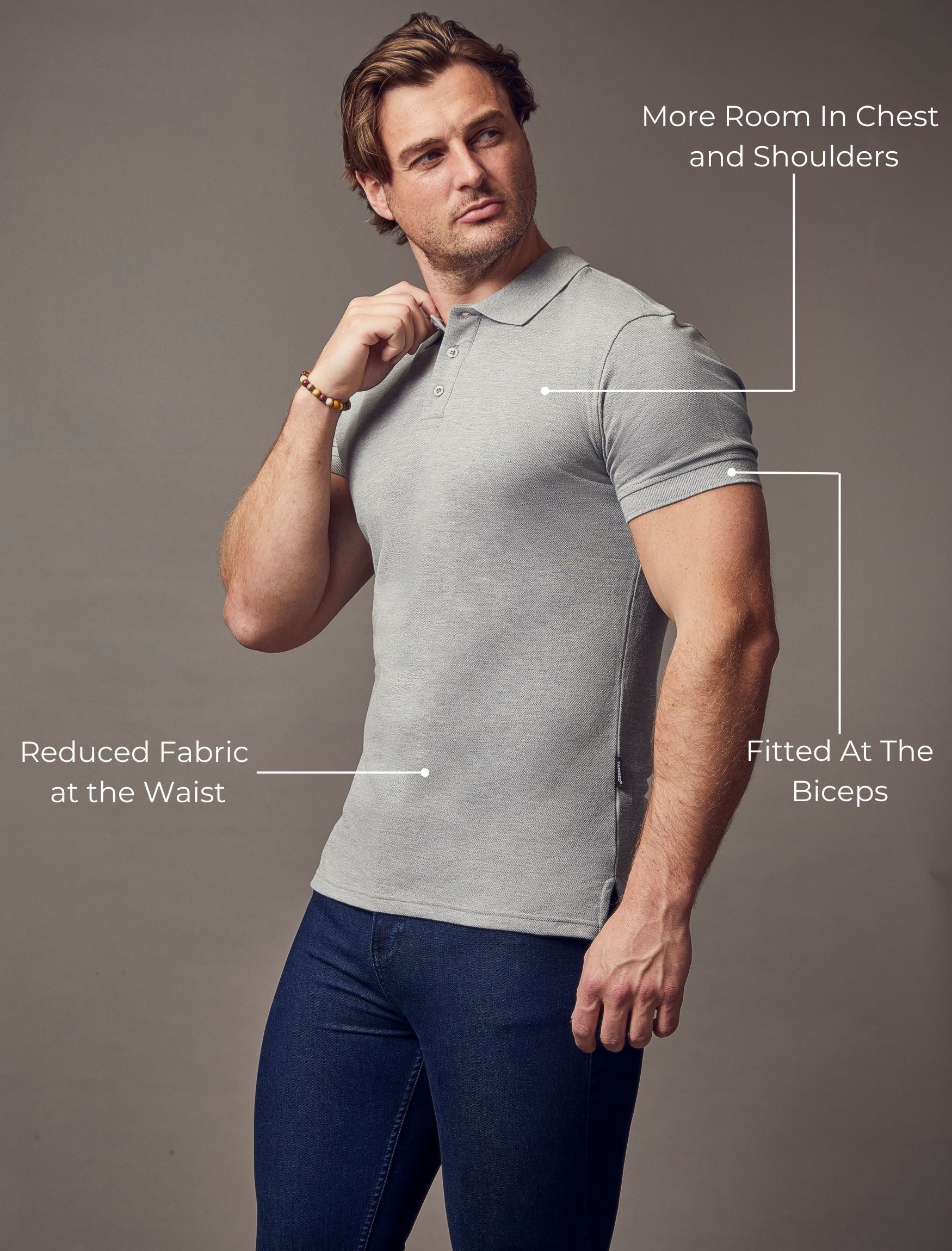 Short Sleeve Grey Vittorini Fit Polo Shirt