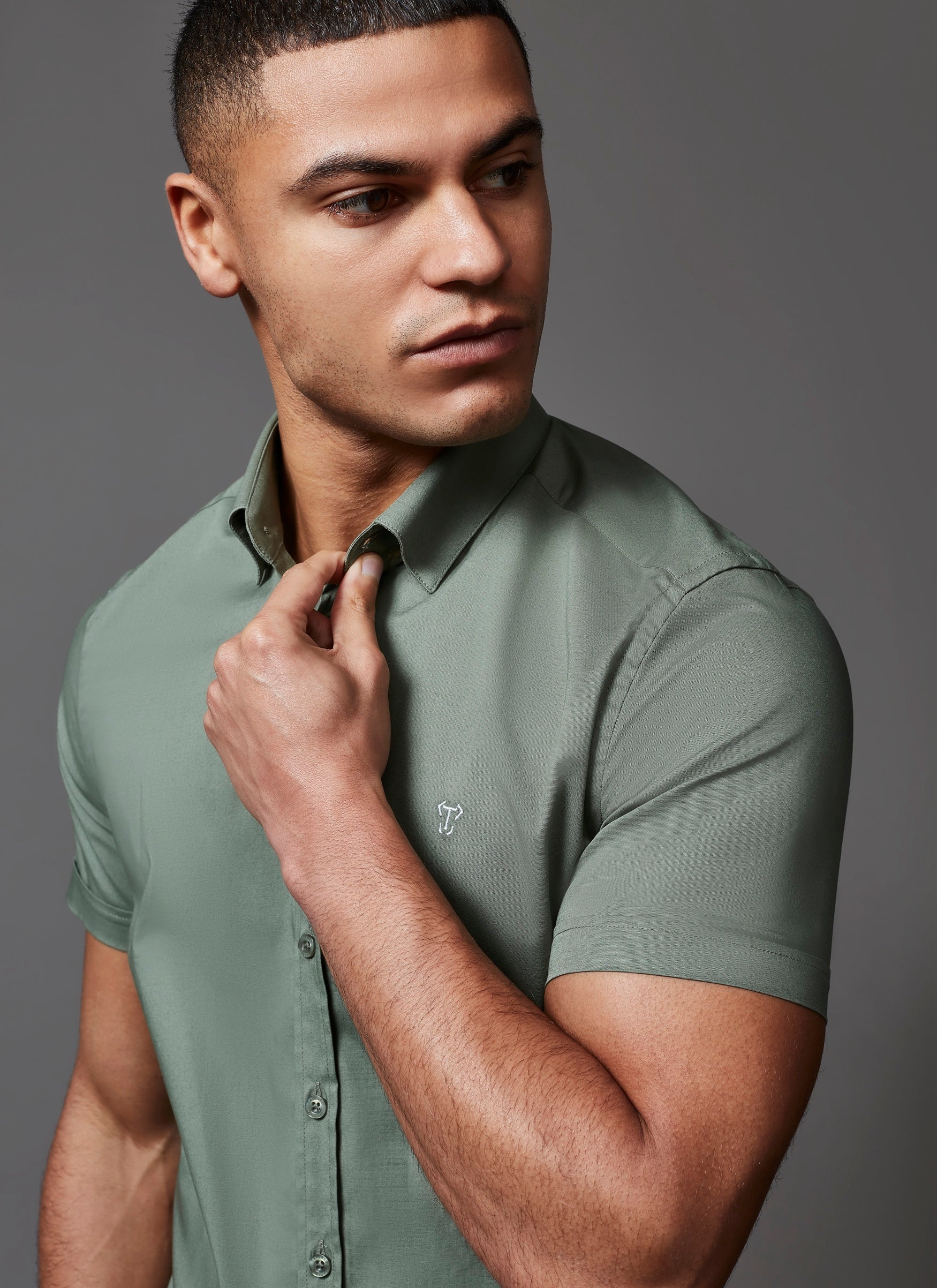 Olive Short Sleeve Vittorini Fit Shirt