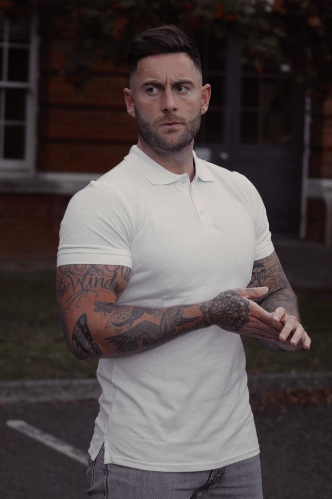 Short Sleeve White Vittorini Fit Polo Shirt