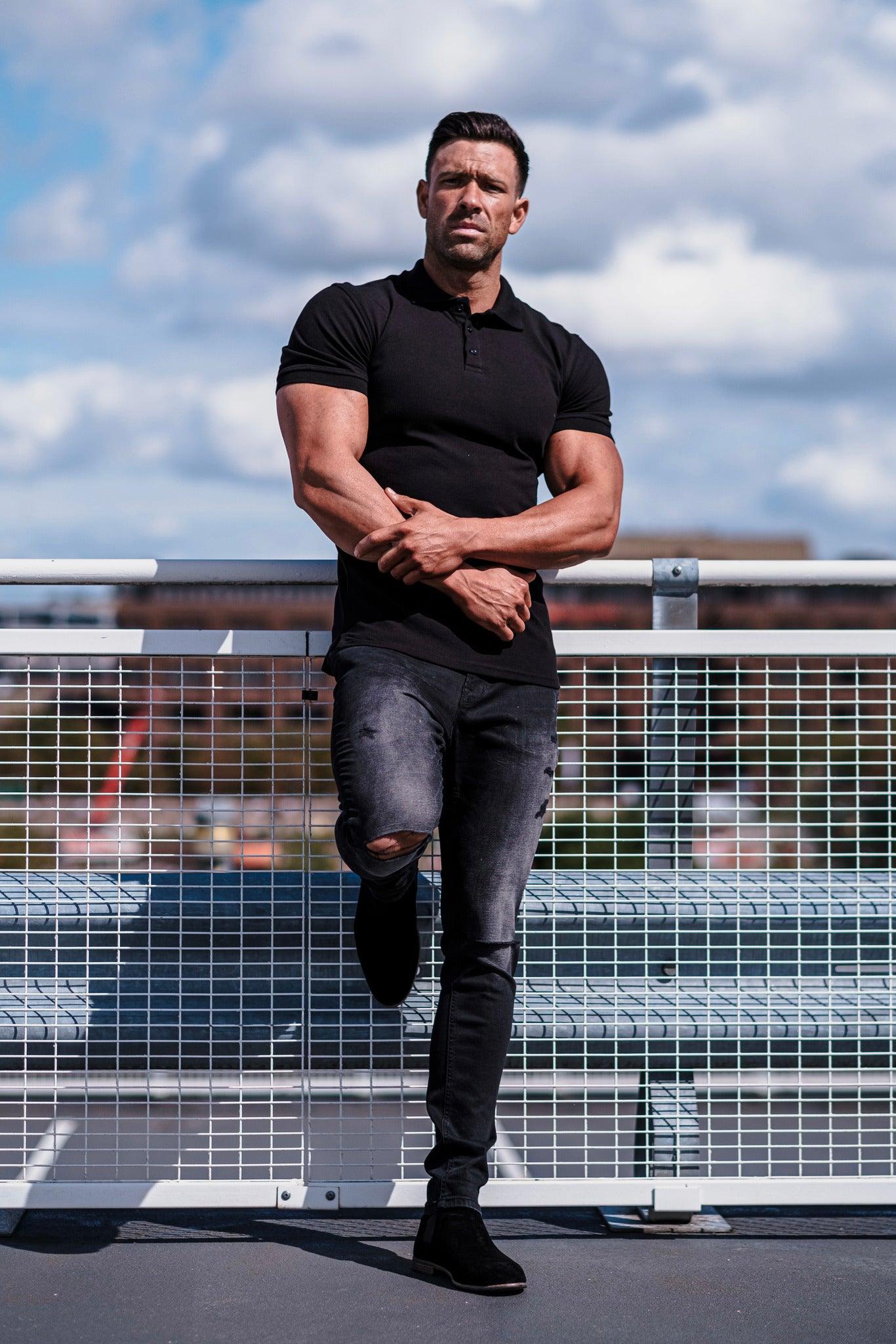 Short Sleeve Black Vittorini Fit Polo Shirt