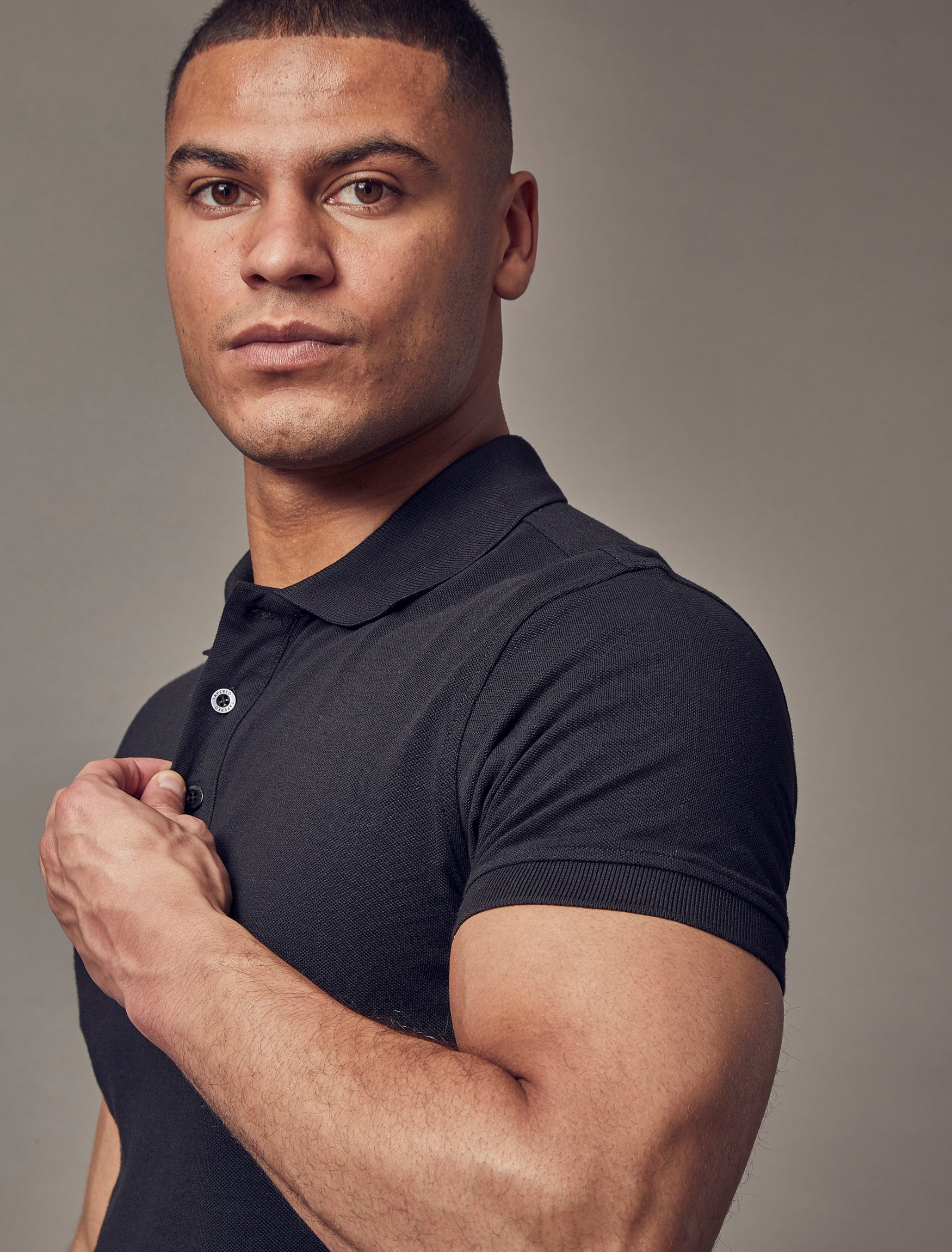 Short Sleeve Black Vittorini Fit Polo Shirt