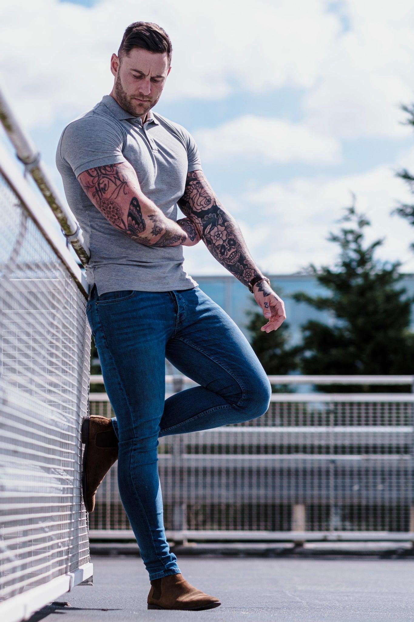 Short Sleeve Grey Vittorini Fit Polo Shirt