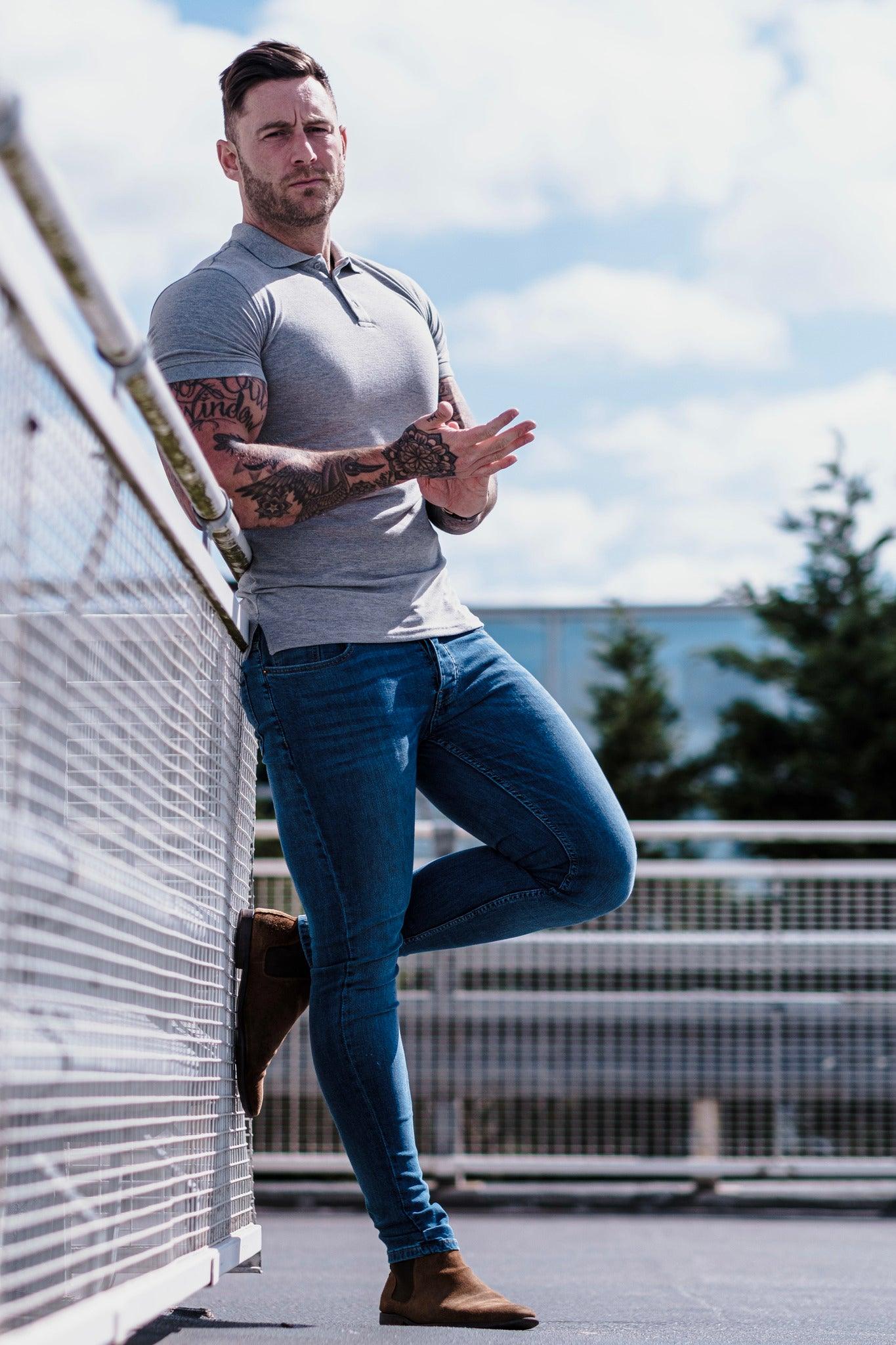 Short Sleeve Grey Vittorini Fit Polo Shirt