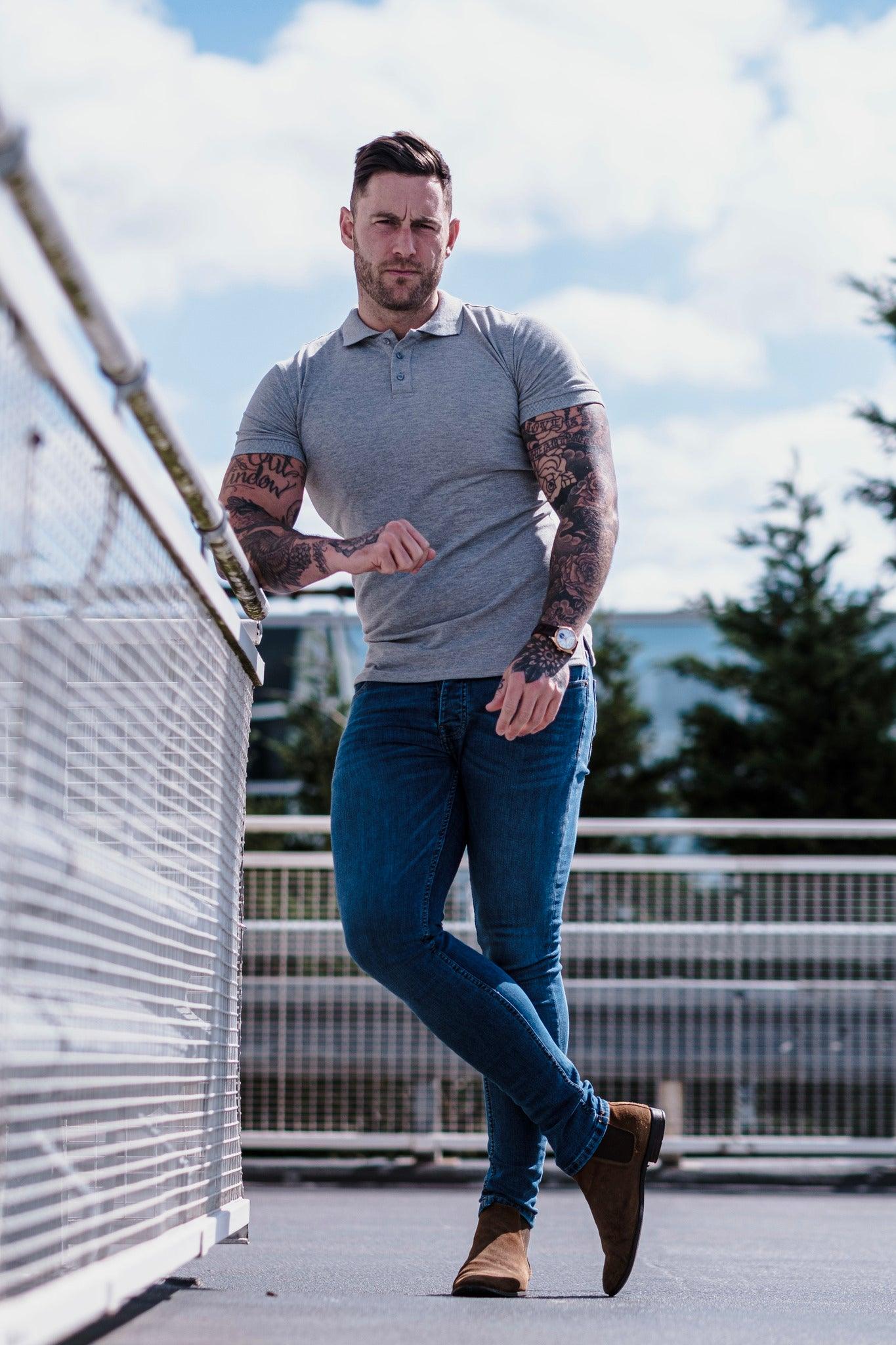 Short Sleeve Grey Vittorini Fit Polo Shirt