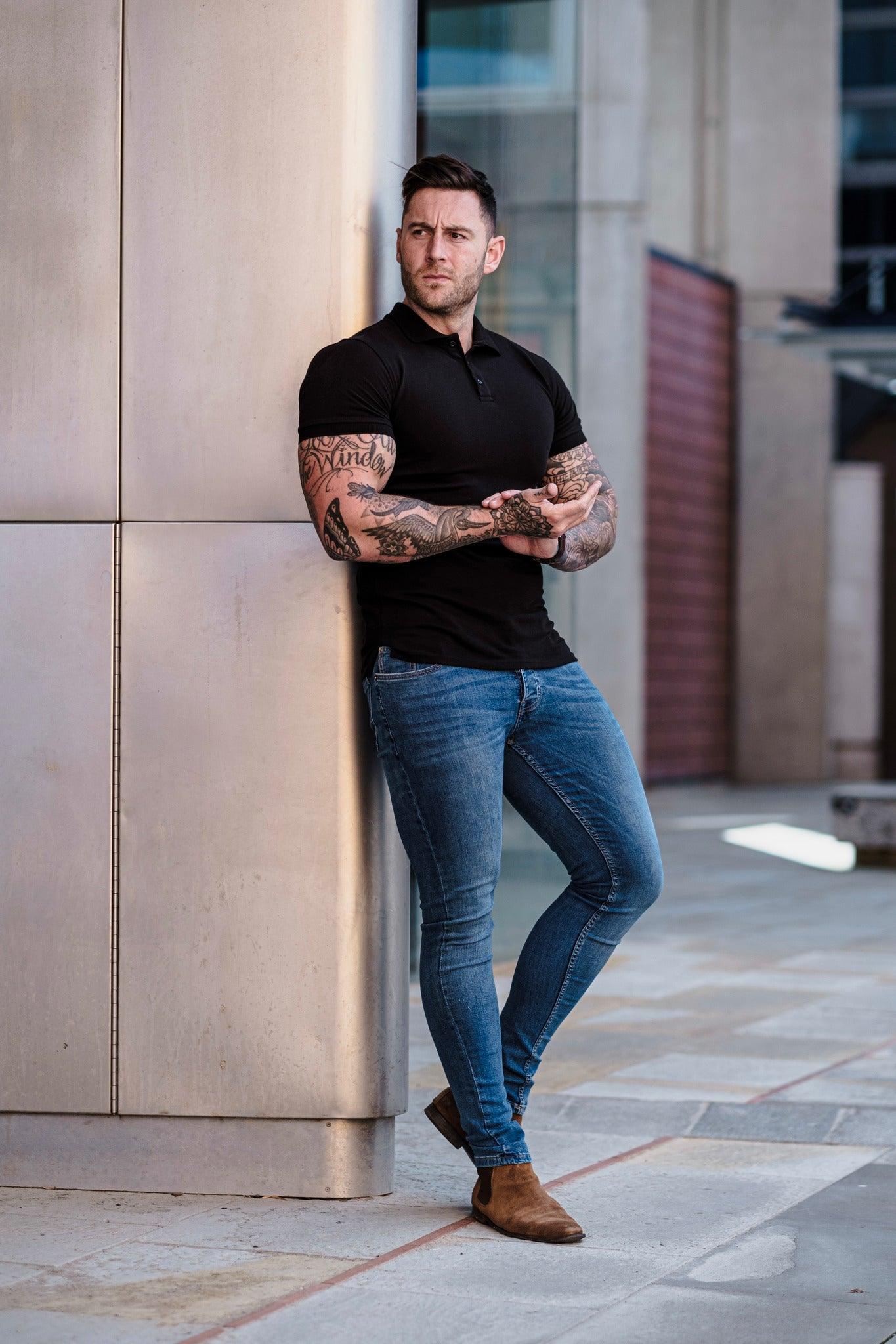 Short Sleeve Black Vittorini Fit Polo Shirt