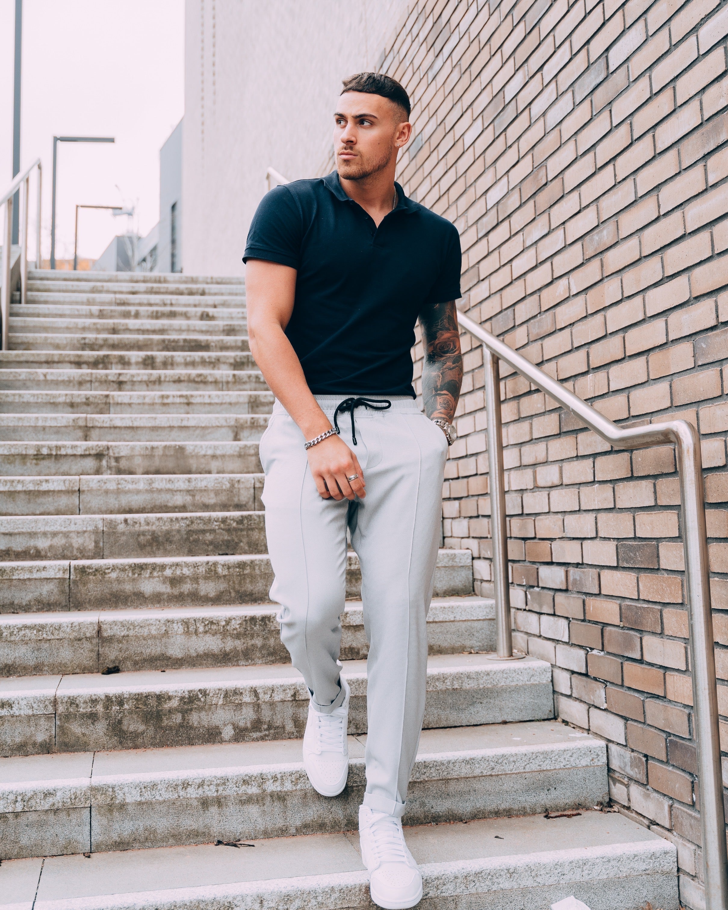 Short Sleeve Navy Vittorini Fit Polo Shirt