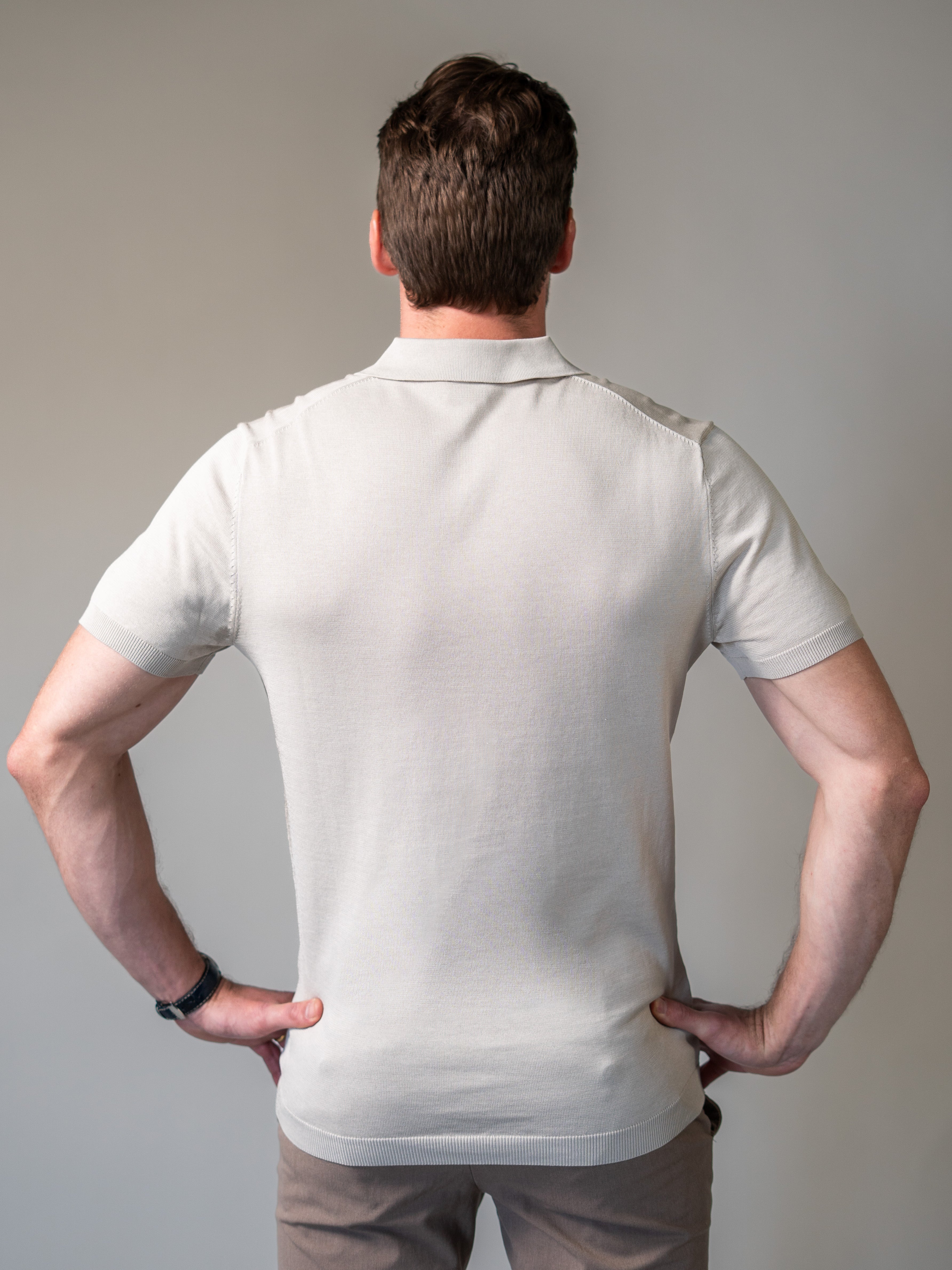 Beige Knitted Vittorini Fit Polo Shirt