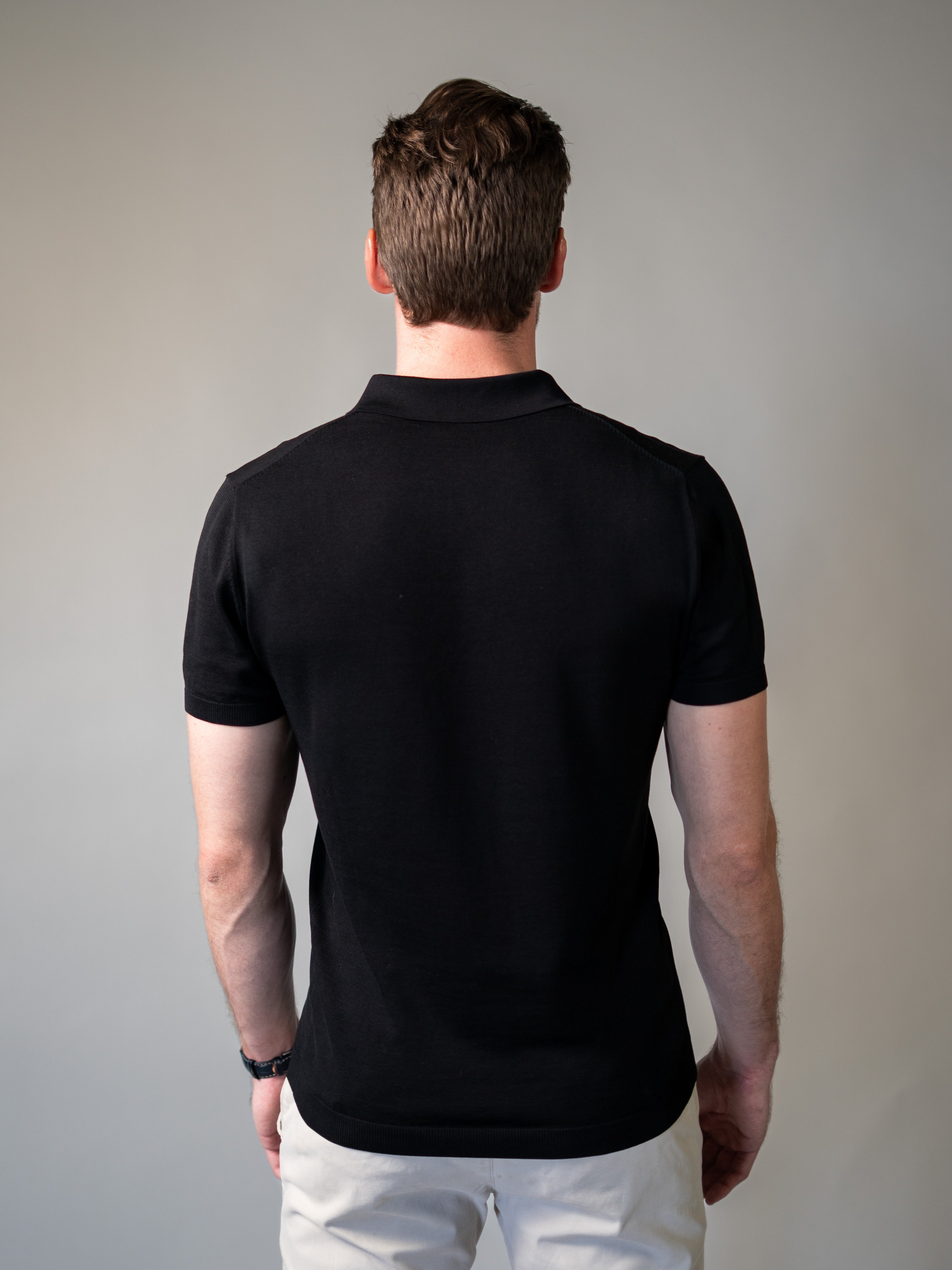 Black Knitted Vittorini Fit Polo Shirt